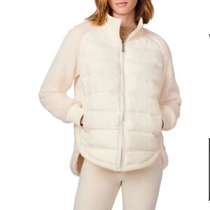 𝅺nwt Bernardo Mixed Media Eco Plume Quilted Faux Fur White Jacket Women's Sz XXL